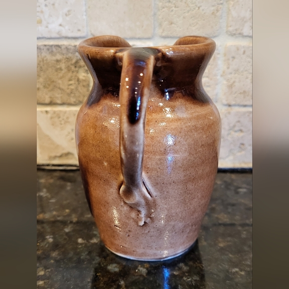 Cute Two Tone Brown Creamer Pitcher-John Barrow Pottery 1985 - Picture 7 of 13